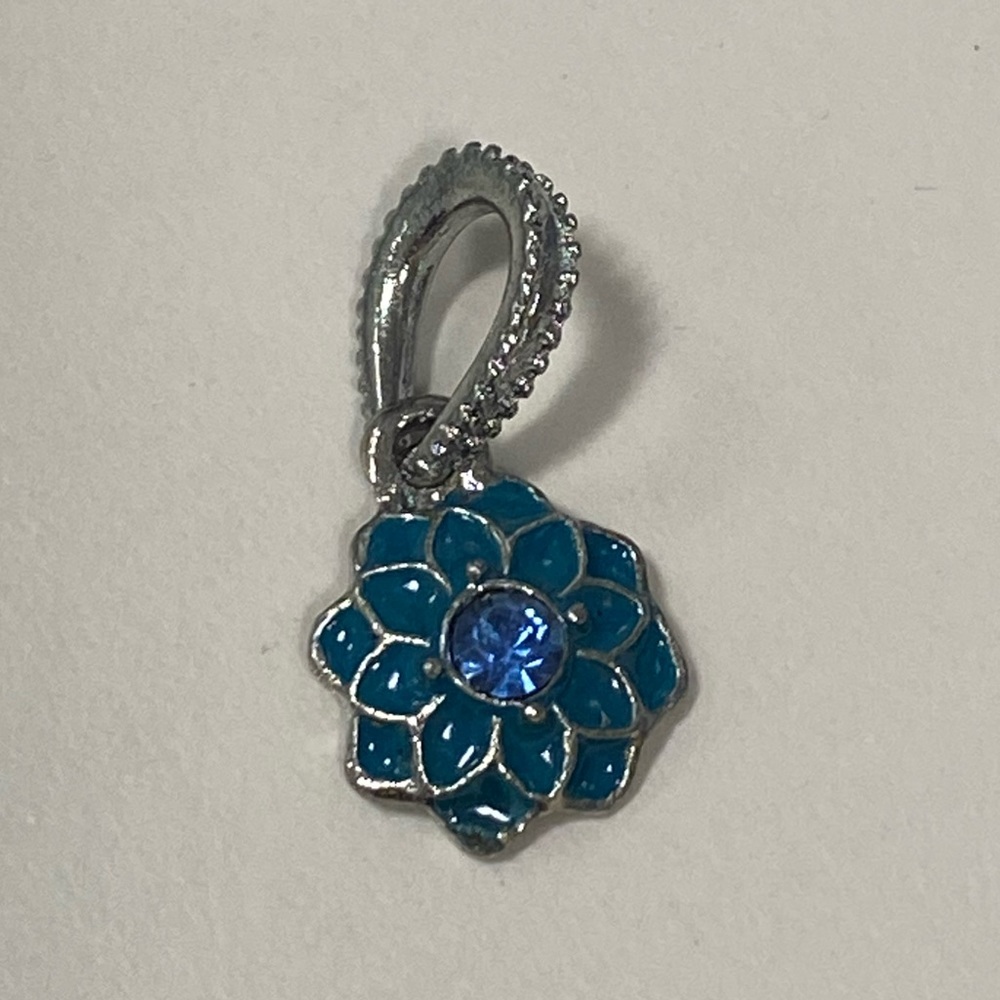 Dangle Blue Enamel Flower 4 Pandora bracelet